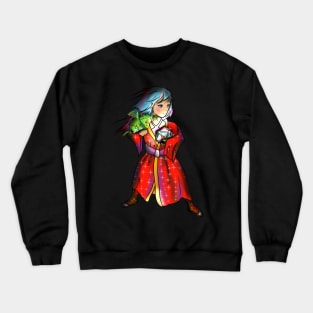 Beautiful sorcerer with glowing d20 and baby dragon Crewneck Sweatshirt